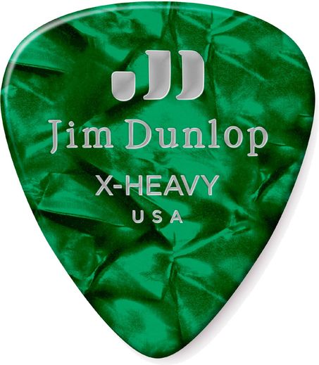 Dunlop Genuine Celluloid Classic Guitar Picks Extra Heavy Green Pearl 72 Refill Bag