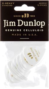 Dunlop Genuine Celluloid Classic Guitar Picks Extra Heavy White 12 Pack