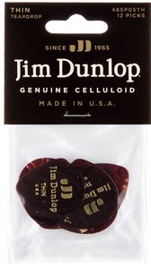 Dunlop Genuine Celluloid Teardrop Guitar Picks 485 Shell Tear Drop Thin 12 pk