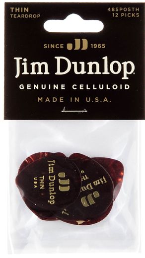 Dunlop Genuine Celluloid Teardrop Guitar Picks 485 Shell Tear Drop Thin 12 pk