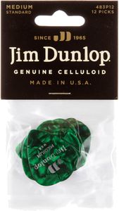 Dunlop Green Pearl Celluloid Standard Guitar Picks Medium 12 Pack