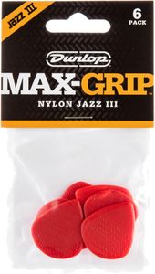 Dunlop Nylon Max Grip Jazz III Guitar Picks Red Nylon 1.38mm 6 Pack