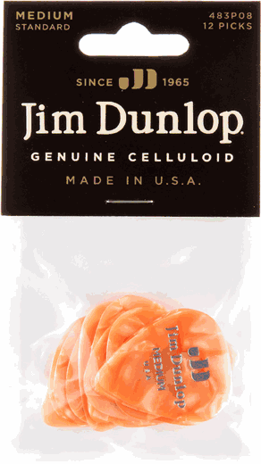 Dunlop Orange Pearl Celluloid Standard Guitar Picks Medium 12 Pack