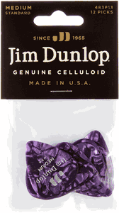 Dunlop Purple Pearl Celluloid Standard Guitar Picks Medium 12 Pack