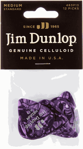 Dunlop Purple Pearl Celluloid Standard Guitar Picks Medium 12 Pack