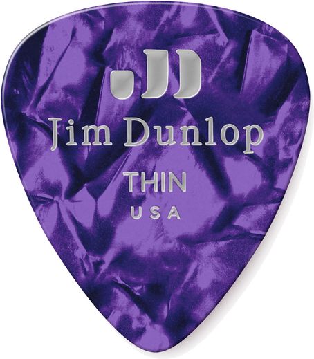 Dunlop Purple Pearl Celluloid Standard Guitar Picks Thin 72 Refill Bag