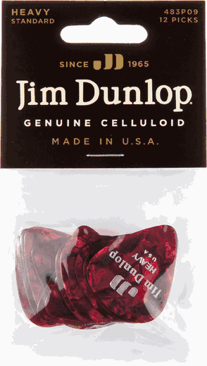 Dunlop Red Pearl Celluloid Standard Guitar Picks Heavy 12 Pack