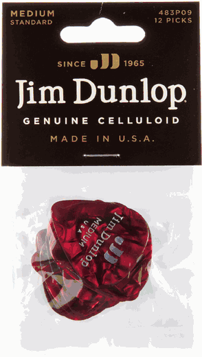 Dunlop Red Pearl Celluloid Standard Guitar Picks Medium 12 Pack