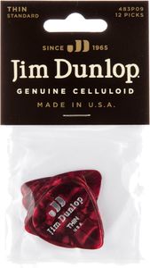Dunlop Red Pearl Celluloid Standard Guitar Picks Thin 12 Pack