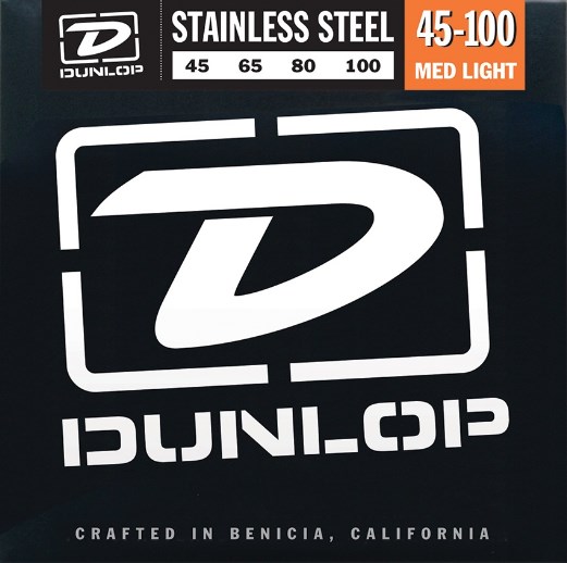 Dunlop Stainless Steel 4-String Electric Bass Strings DBS45100 Med/Light 45-100