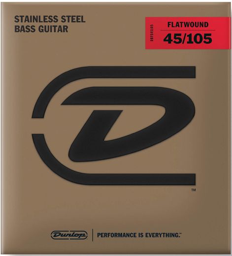 Dunlop Stainless Steel Flatwound Electric Bass Strings DBFS45105 Medium 4-String 45-105
