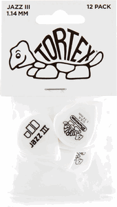 Dunlop Tortex Jazz III White Guitar Picks 478 Tortex Jazz III 1.14mm 12 Pack