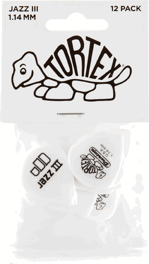 Dunlop Tortex Jazz III White Guitar Picks 478 Tortex Jazz III 1.14mm 12 Pack