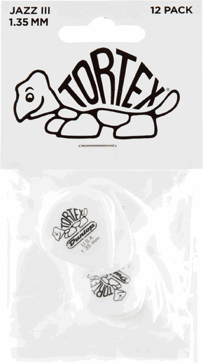 Dunlop Tortex Jazz III White Guitar Picks 478 Tortex Jazz III 1.35mm 12 Pack