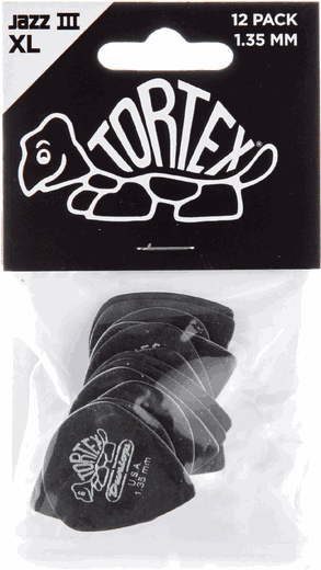 Dunlop Tortex Jazz III XL Guitar Picks 498 Black 1.35mm 12 Pack