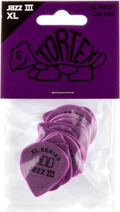 Dunlop Tortex Jazz III XL Guitar Picks 498 Purple 1.14mm 12 Pack