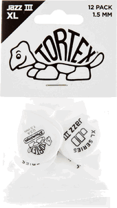 Dunlop Tortex Jazz III XL Guitar Picks 498 White 1.50mm 12 Pack