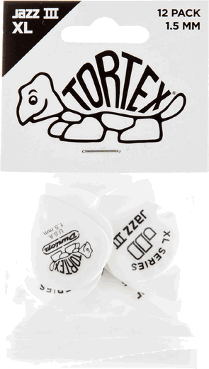 Dunlop Tortex Jazz III XL Guitar Picks 498 White 1.50mm 12 Pack