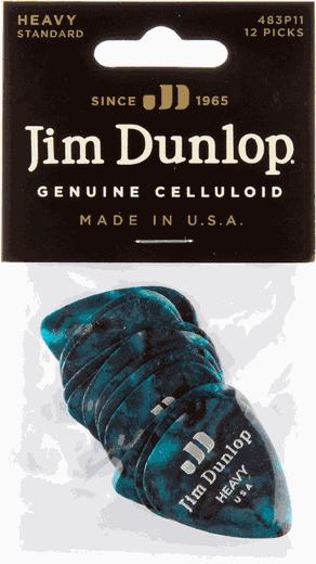 Dunlop Turquoise Pearl Celluloid Standard Guitar Picks Heavy 12 Pack
