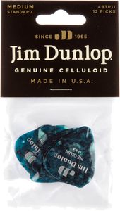 Dunlop Turquoise Pearl Celluloid Standard Guitar Picks Medium 12 Pack