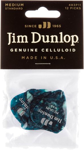 Dunlop Turquoise Pearl Celluloid Standard Guitar Picks Medium 12 Pack
