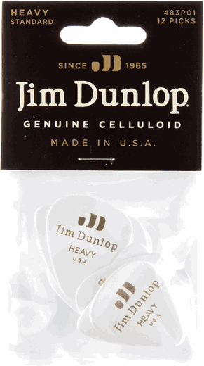 Dunlop White Celluloid Standard Guitar Picks Heavy 12 Pack