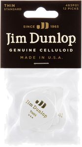 Dunlop White Celluloid Standard Guitar Picks Thin 12 Pack