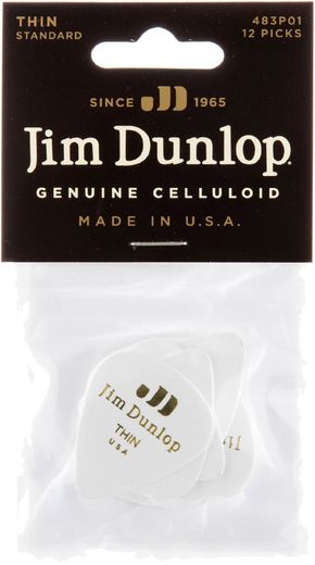 Dunlop White Celluloid Standard Guitar Picks Thin 12 Pack