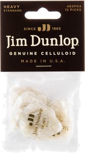 Dunlop White Pearl Celluloid Standard Guitar Picks Heavy 12 Pack