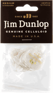 Dunlop White Pearl Celluloid Standard Guitar Picks Medium 12 Pack