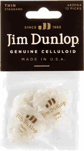 Dunlop White Pearl Celluloid Standard Guitar Picks Thin 12 Pack