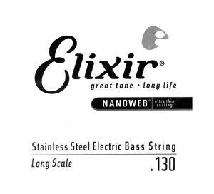 Elixir 13436 Stainless Steel Nanoweb Coated Electric Bass Guitar Single 5th String Long Scale - Light B 130