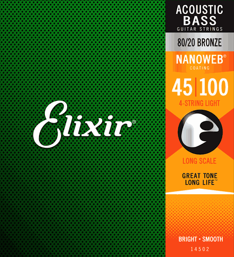 Elixir 14502-15825 Nanoweb Coated 5 String Acoustic Bass Strings Light 45-125
