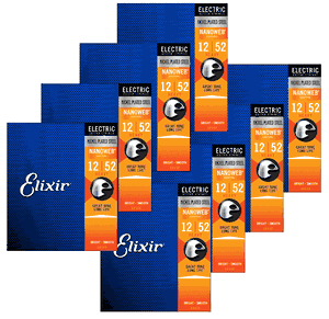 Elixir Anti-Rust 8 Pack Nanoweb Coated Electric Guitar Strings 12152-8P Heavy 12-52