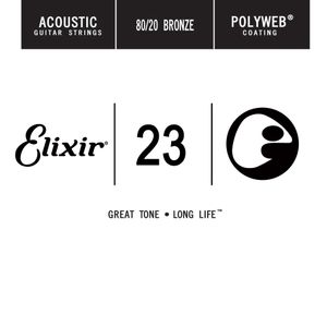 Elixir Anti-Rust 80/20 Bronze Polyweb Coated Single Acoustic Guitar Strings 13123 23