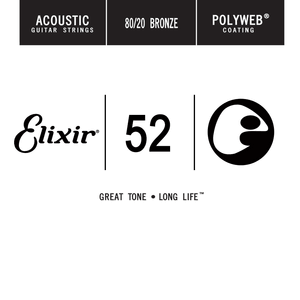 Elixir Anti-Rust 80/20 Bronze Polyweb Coated Single Acoustic Guitar Strings 13152 52