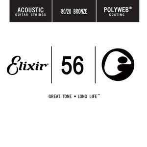 Elixir Anti-Rust 80/20 Bronze Polyweb Coated Single Acoustic Guitar Strings 13156 56