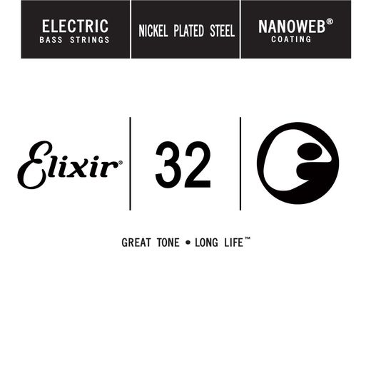 Elixir Anti-Rust Nanoweb Coated Electric Bass Single Strings 15332 Medium C .032