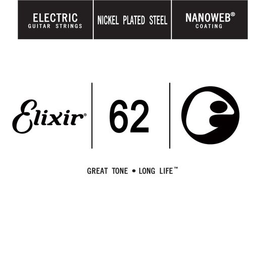 Elixir Anti-Rust Nanoweb Coated Single Electric Guitar Strings 15262 62
