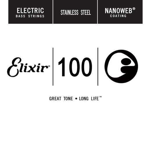 Elixir Anti-Rust Nanoweb Coated Stainless Steel Electric Bass Single Strings 13402 .100