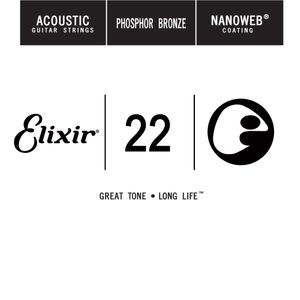 Elixir Anti-Rust Phosphor Bronze Nanoweb Acoustic Single Guitar Strings 14122 22