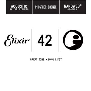 Elixir Anti-Rust Phosphor Bronze Nanoweb Acoustic Single Guitar Strings 14142 42