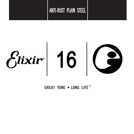 Elixir Anti-Rust Plain Steel Single Guitar Strings 13016 16