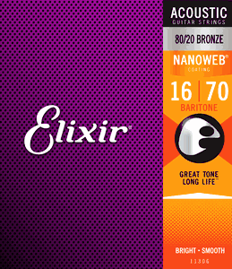 Elixir Nanoweb Coated 80/20 Bronze Acoustic Baritone Guitar Strings
