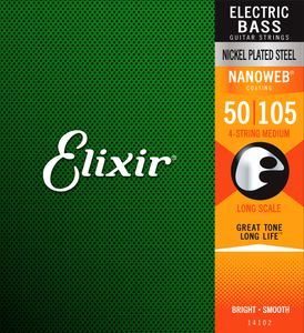 Elixir Nanoweb Coated Long Scale 5-String Bass Strings Medium 50-135