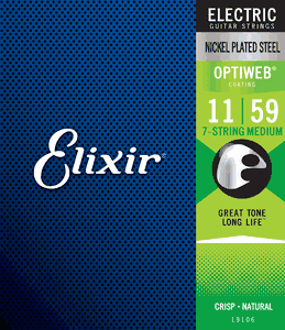 Elixir Optiweb Coated Nickel Plated Electric 7-String Guitar Strings 19106 Medium 7-String 11-59