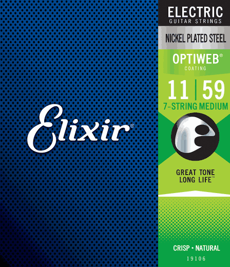 Elixir Optiweb Coated Nickel Plated Electric 7-String Guitar Strings 19106 Medium 7-String 11-59