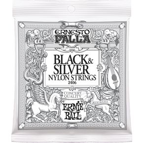 Ernie Ball 2406 Ernesto Palla Black and Silver Nylon Classical Guitar Strings Tie End 28-42