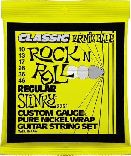 Ernie Ball Classic Pure Nickel Slinky Electric Guitar Strings 2251 Regular Slinky 10-46