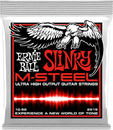 Ernie Ball M-Steel Slinky Electric Guitar Strings 2915 Skinny Top/Hvy Bottom 10-52